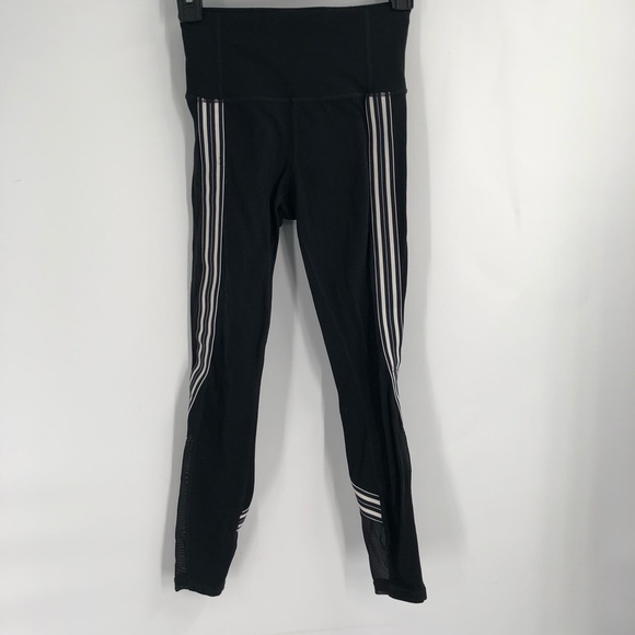 ATHLETA Side Stripe Salutation 7/8 Tights Black Legging Mesh Accent XXS 210047 - Picture 2 of 8